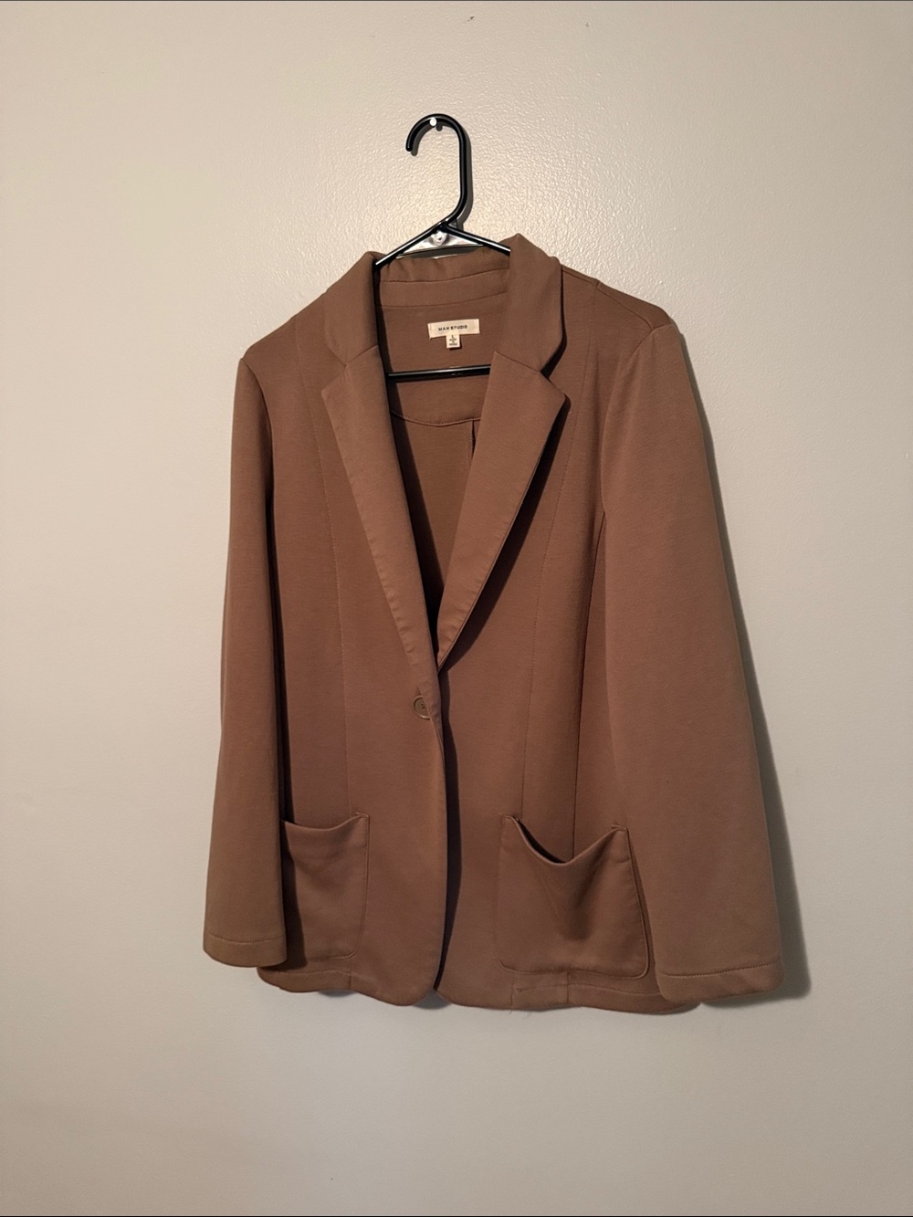 Max Studio Taupe Brown Single-Button Blazer